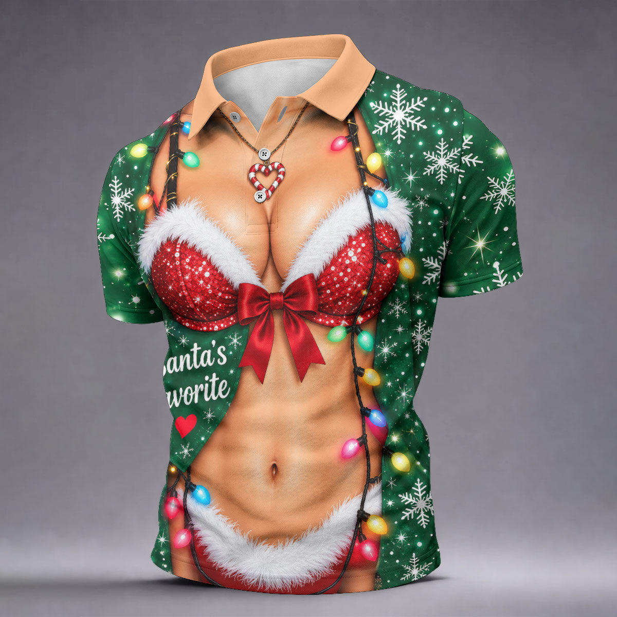 Santa's Favorite Bikini Christmas Golf Shirt, Golf Gifts For Men, Golf Polo For Men