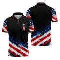 Veteran Cross USA Flag Golf Polo Shirt, Veterans Day Golf Shirt, Golf Shirts For Men