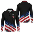 Veteran Cross USA Flag Golf Polo Shirt, Veterans Day Golf Shirt, Golf Shirts For Men