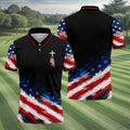 Veteran Cross USA Flag Golf Polo Shirt, Veterans Day Golf Shirt, Golf Shirts For Men