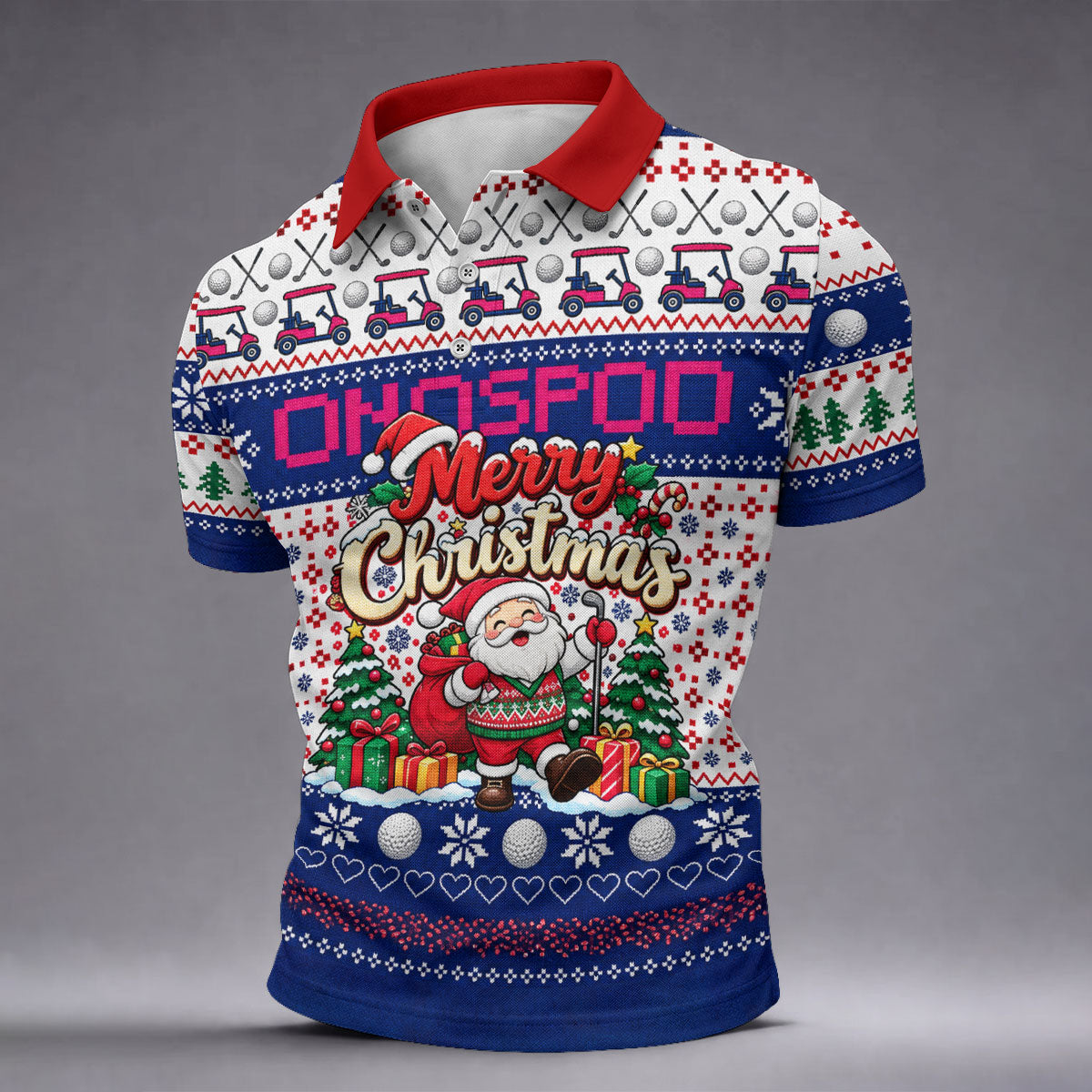 Santa Golf Balls Merry Christmas Golf Shirt, Mens Golf Polo, Golf Shirts For Men