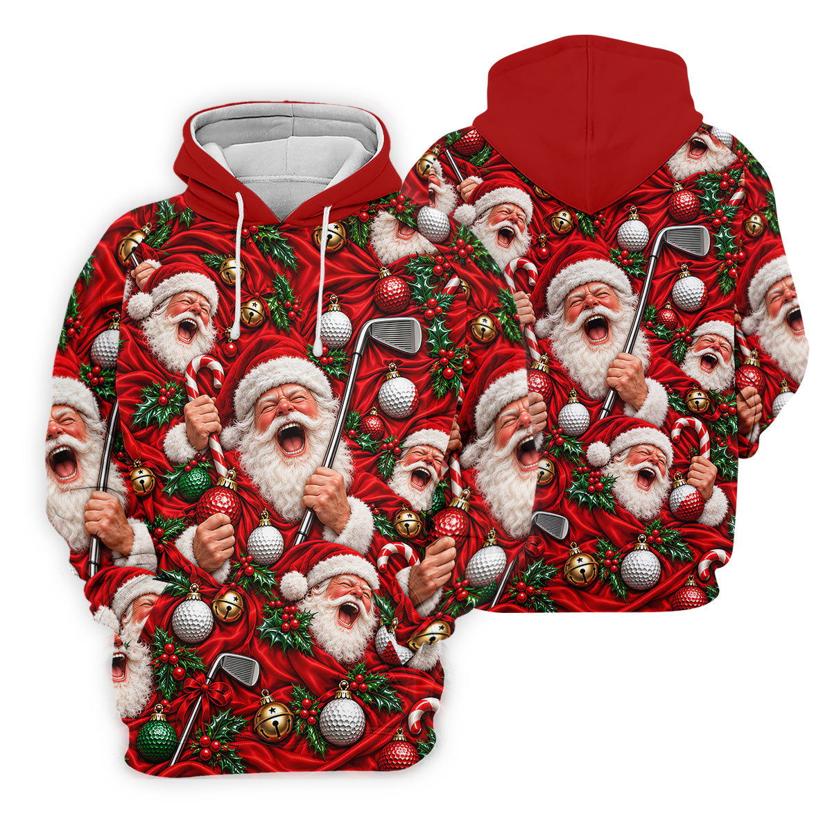 Santa Golf Ornaments Christmas Golf Shirt, Womens Golf Tops, Golf Gifts For Women