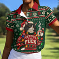 Festive Cat Lights Christmas Golf Shirt, Womens Golf Tops, Golf Shirts For Women
