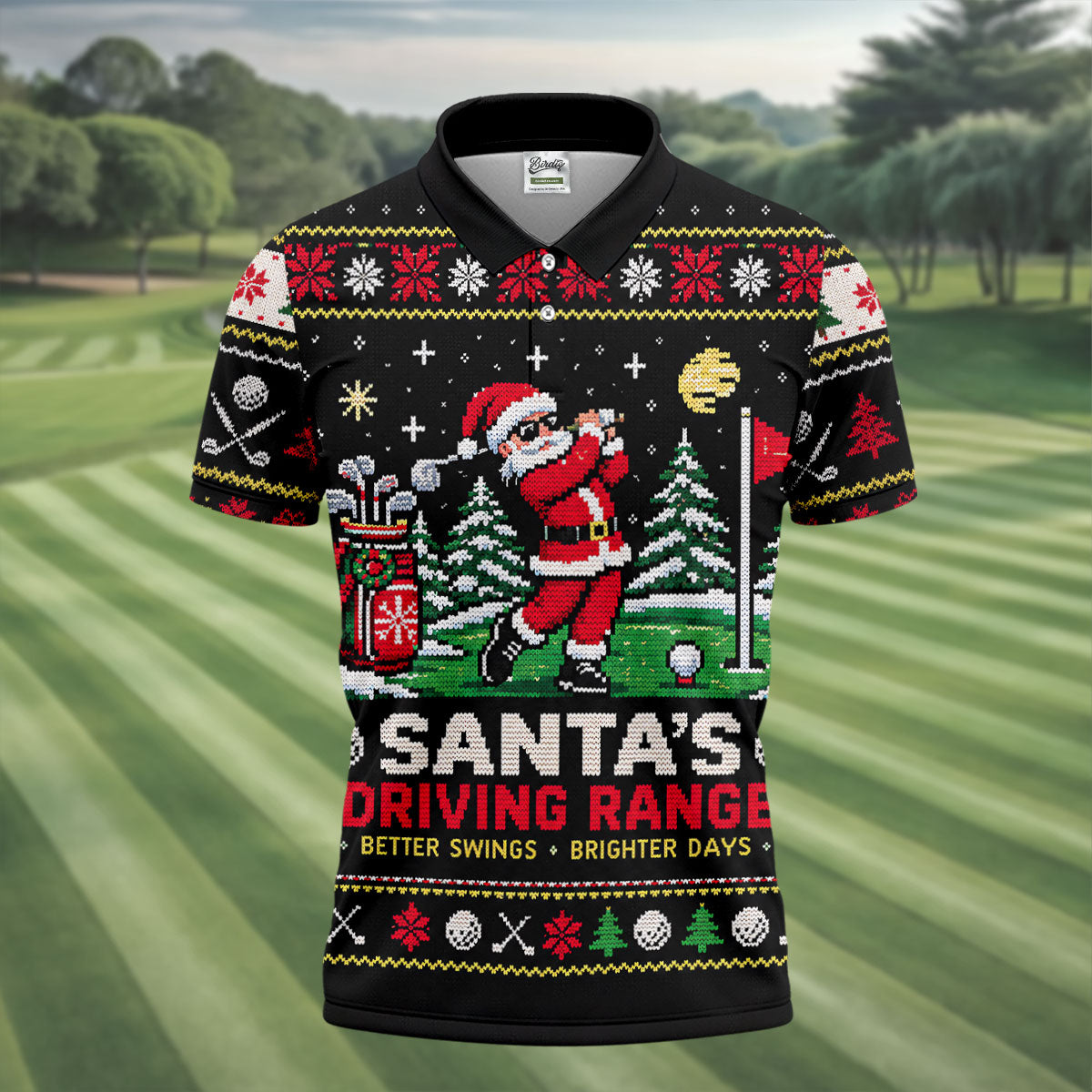 Santa Driving Range Christmas Golf Shirt, Golf Shirts For Men, Mens Golf Apparel