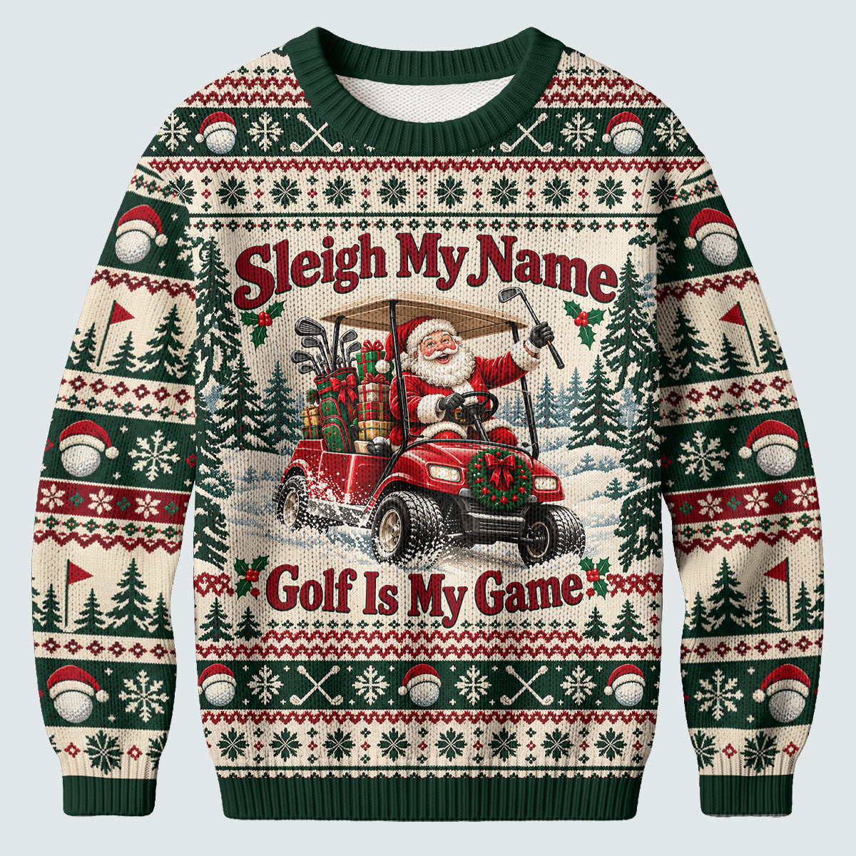 Ugly Christmas Sweater Sleigh My Name Golf Cart, Ugly Sweater Party, Golf Lover Gifts