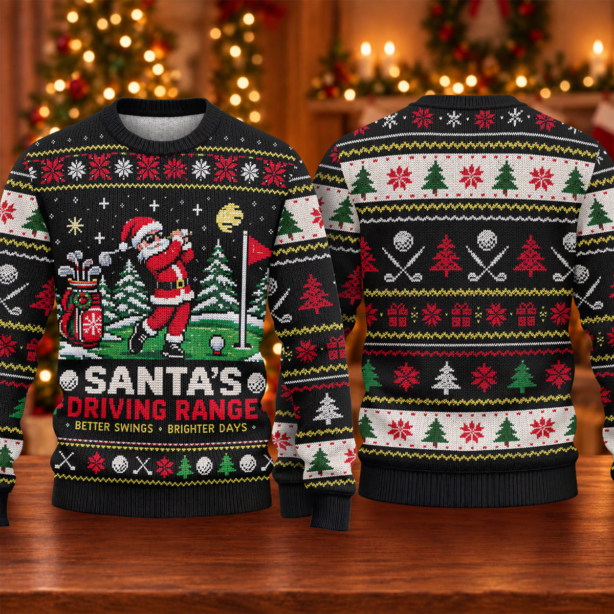 Ugly Christmas Sweater Santa Driving Range, Ugly Sweater Party, Holiday Party Sweater