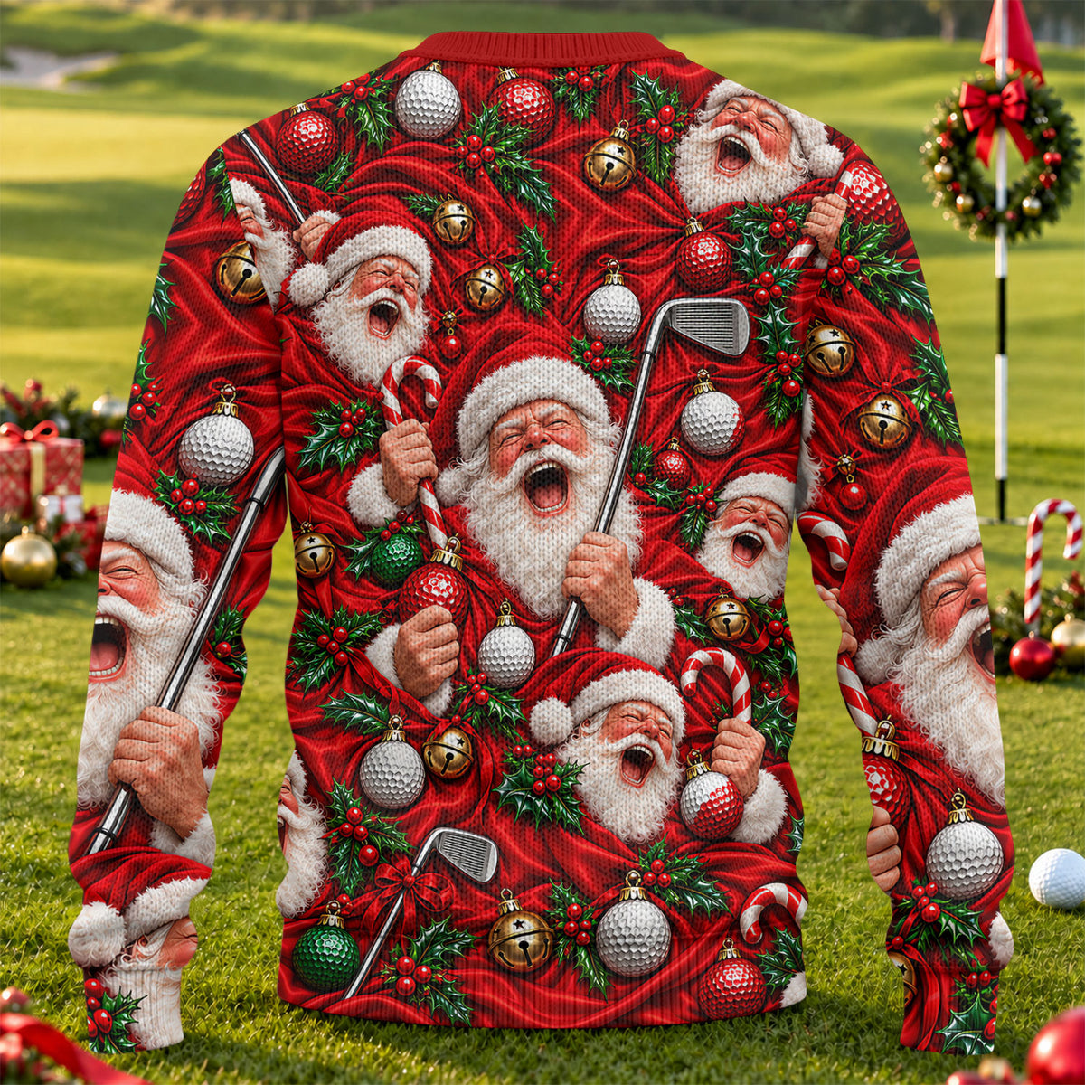 Ugly Christmas Sweater Santa Golf Ornaments, Ugly Sweater Party, Christmas Gifts