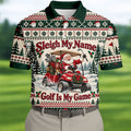 Sleigh My Name Golf Cart Christmas Golf Shirt, Mens Golf Polo, Mens Golf Apparel