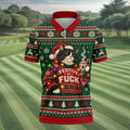 Festive Cat Lights Christmas Golf Shirt, Mens Golf Polo, Mens Holiday Golf Shirts