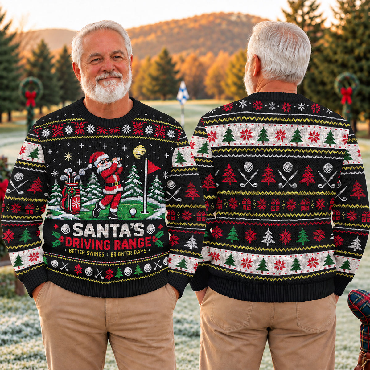 Ugly Christmas Sweater Santa Driving Range, Ugly Sweater Party, Holiday Party Sweater