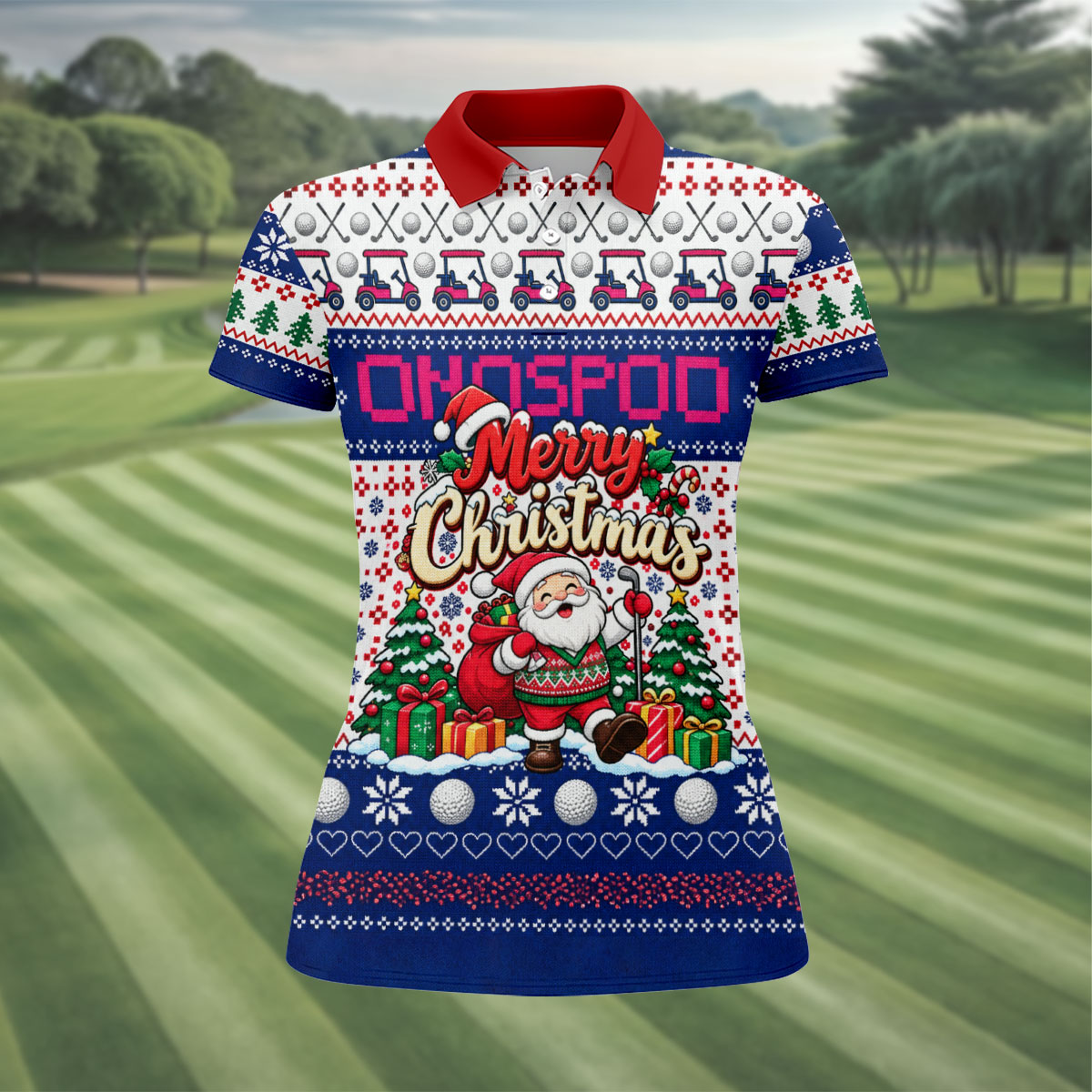 Santa Golf Balls Merry Christmas Golf Shirt, Womens Golf Tops, Womens Golf Clothing