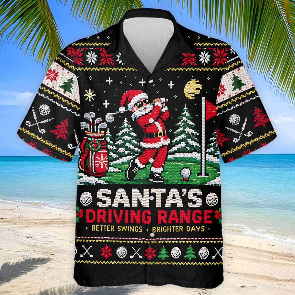 Santa Driving Range Christmas Golf Shirt, Golf Shirts For Men, Mens Golf Apparel