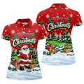 Retro Merry Christmas Script Christmas Golf Shirt, Womens Golf Tops, Ladies Golf Tops