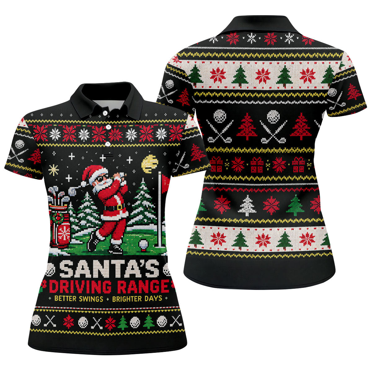 Santa Driving Range Christmas Golf Shirt, Ladies Golf Shirts, Womens Golf Apparel