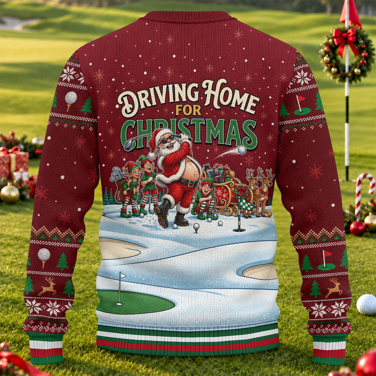 Ugly Christmas Sweater Driving Home For Christmas, Golf Lover Gifts, Funny Xmas Gift