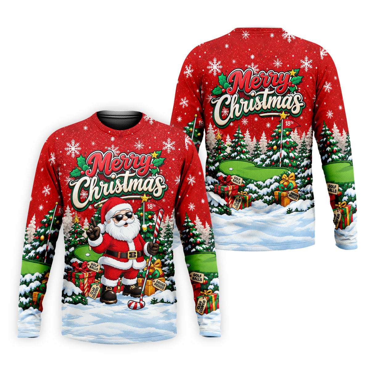 Retro Merry Christmas Script Christmas Golf Shirt, Mens Golf Polo, Mens Golf Shirts