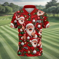 Santa Golf Ornaments Christmas Golf Shirt, Golf Shirts For Men, Mens Golf Shirts