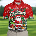 Retro Merry Christmas Script Christmas Golf Shirt, Mens Golf Polo, Mens Golf Shirts