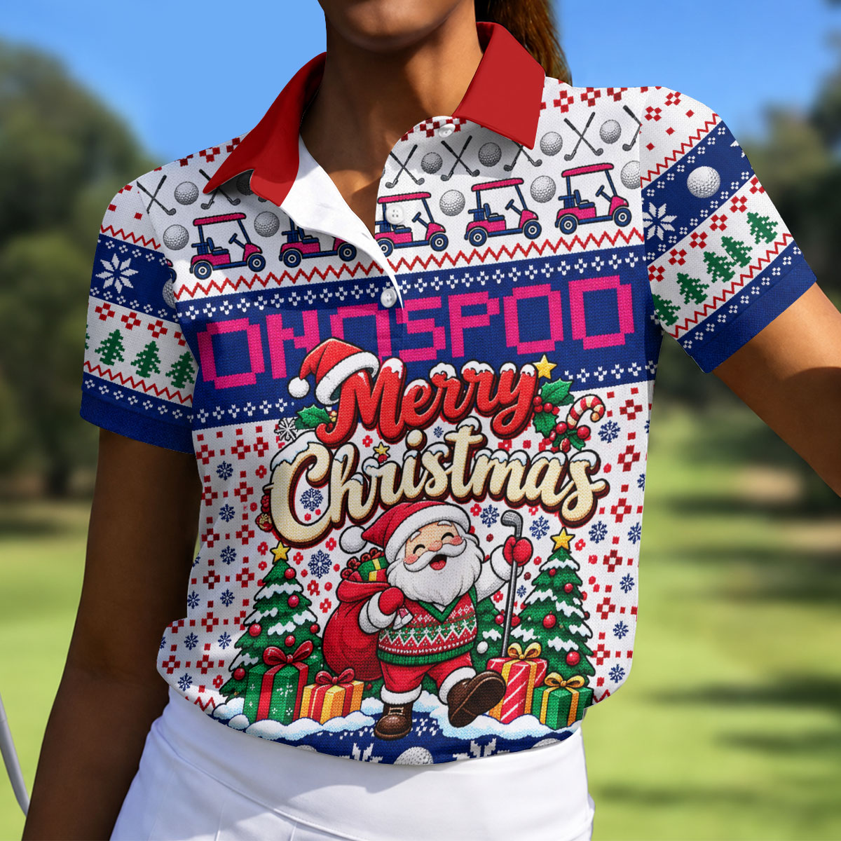 Santa Golf Balls Merry Christmas Golf Shirt, Womens Golf Tops, Womens Golf Clothing