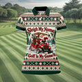 Sleigh My Name Golf Cart Christmas Golf Shirt, Womens Golf Tops, Womens Golf Apparel