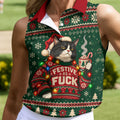 Festive Cat Lights Christmas Golf Shirt, Womens Golf Tops, Golf Shirts For Women