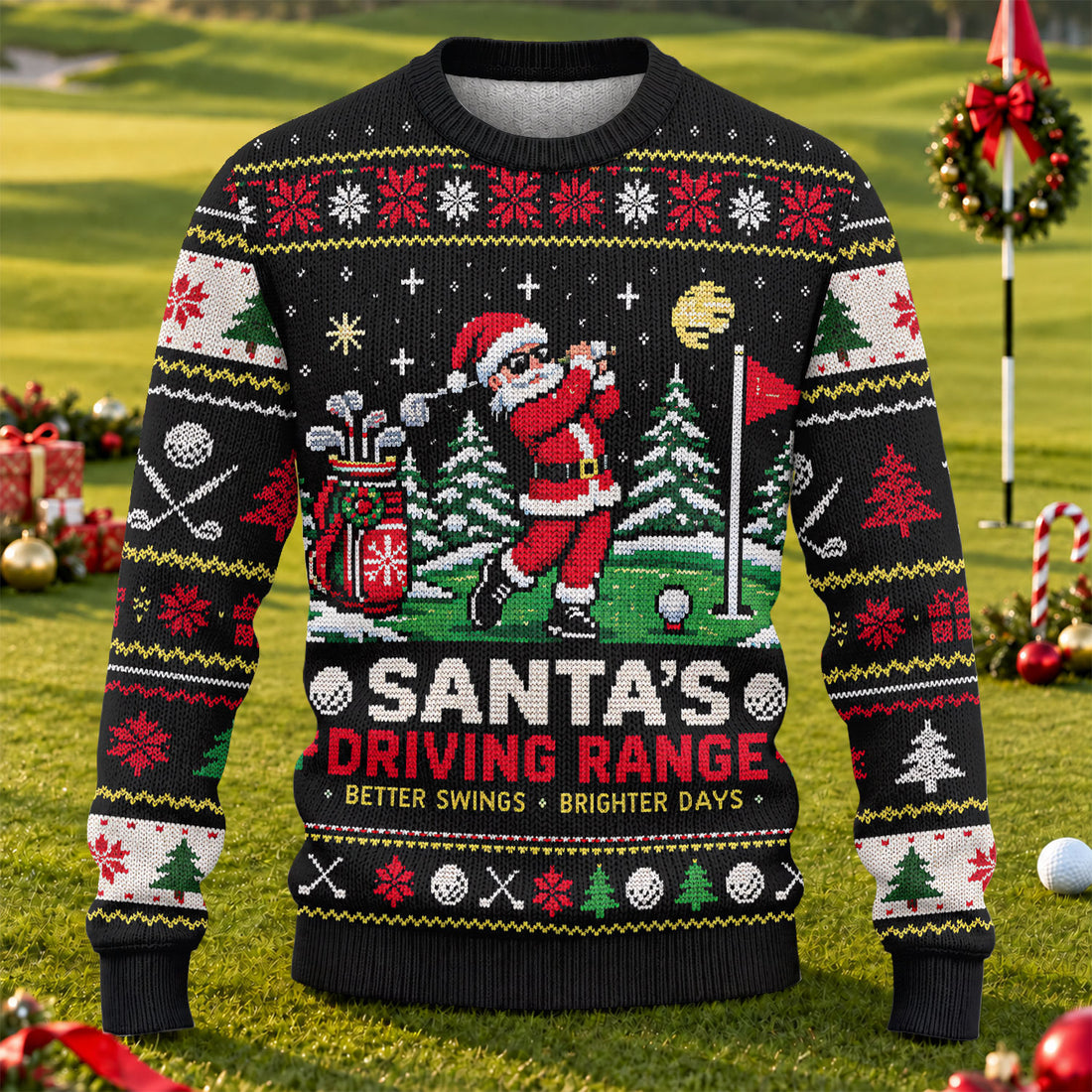 Ugly Christmas Sweater Santa Driving Range, Ugly Sweater Party, Holiday Party Sweater