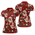 Santa Golf Ornaments Christmas Golf Shirt, Womens Golf Tops, Golf Gifts For Women