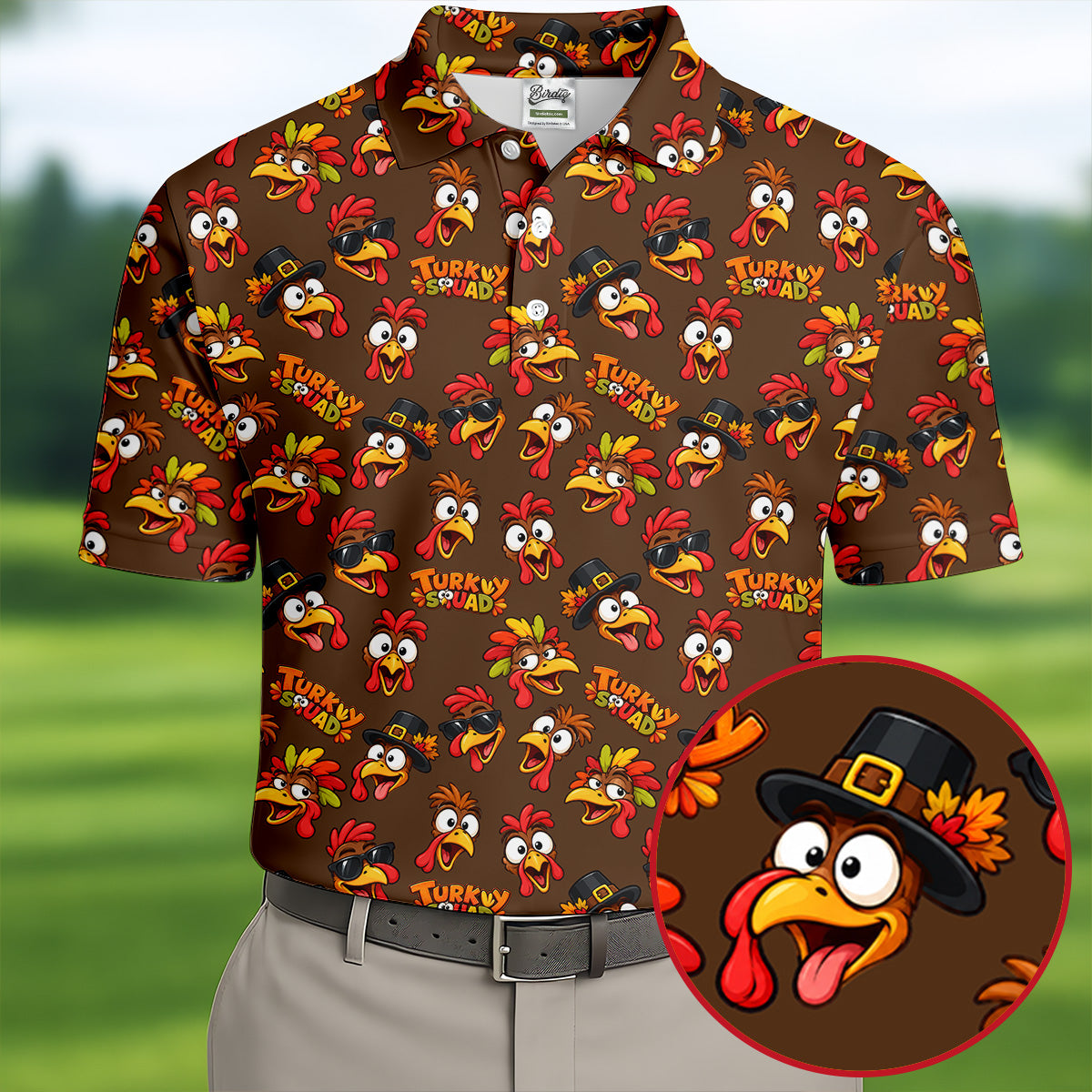 Turkey Squadgiving Thanksgiving Golf Shirt, Mens Golf Polo, Funny Mens Golf Shirts