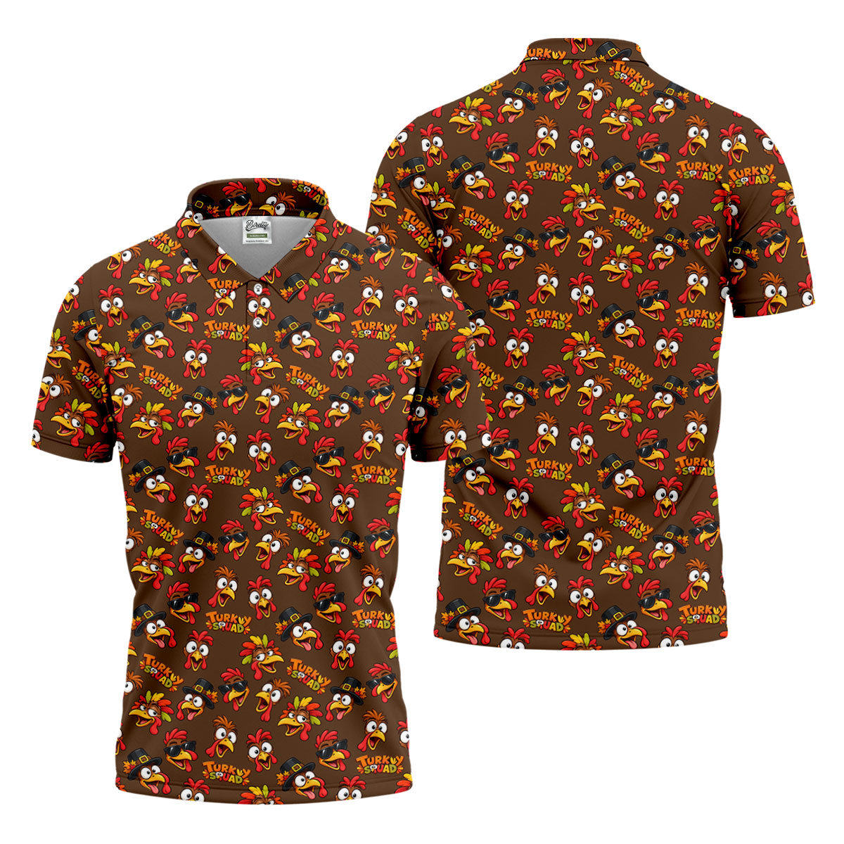 Turkey Squadgiving Thanksgiving Golf Shirt, Mens Golf Polo, Funny Mens Golf Shirts
