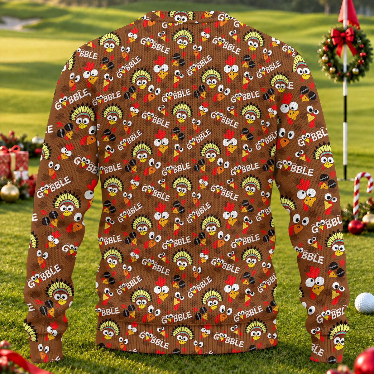 Ugly Christmas Sweater Thanksgiving Gobble Turkey, Golf Lover Gifts, Christmas Gifts