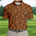 Golfgiving Turkey Cart Thanksgiving Golf Shirt, Mens Golf Polo, Golf Shirts For Men