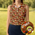 Gobblegiving Thanksgiving Golf Shirt, Womens Golf Apparel, Golf Shirts For Women