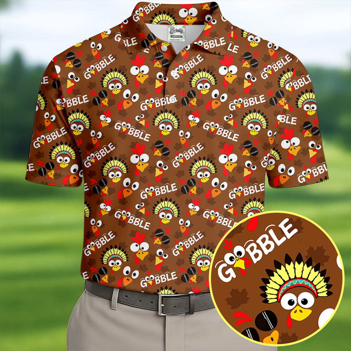 Gobblegiving Thanksgiving Golf Shirt, Golf Shirts For Men, Mens Holiday Golf Shirts