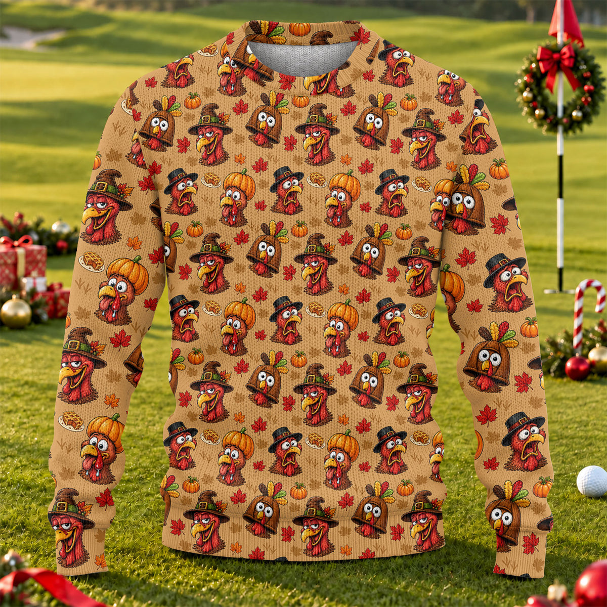Ugly Christmas Sweater Thanksgiving Pilgrim Turkey, Funny Xmas Gift, Christmas Gifts