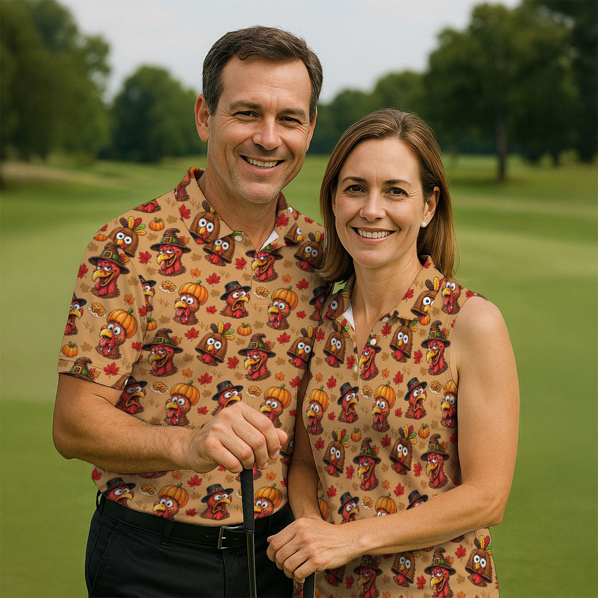 Pumpkingiving Thanksgiving Golf Shirt, Womens Golf Apparel, Womens Golf Clothing