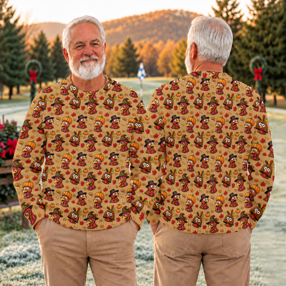 Ugly Christmas Sweater Thanksgiving Pilgrim Turkey, Funny Xmas Gift, Christmas Gifts