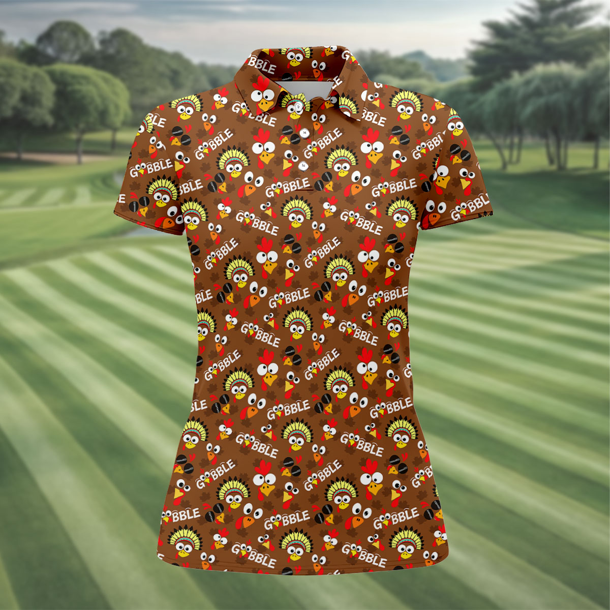 Gobblegiving Thanksgiving Golf Shirt, Womens Golf Apparel, Golf Shirts For Women