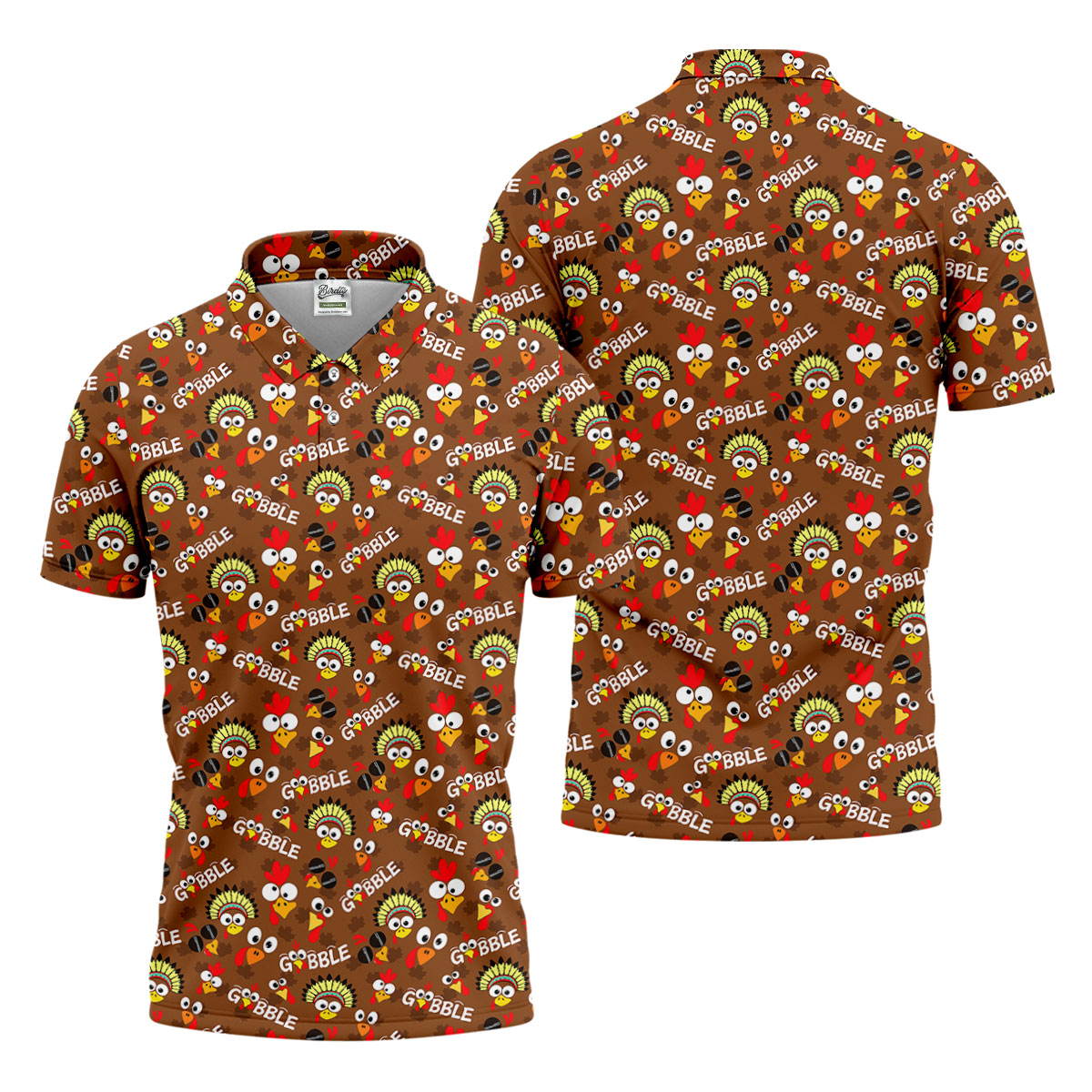 Gobblegiving Thanksgiving Golf Shirt, Golf Shirts For Men, Mens Holiday Golf Shirts