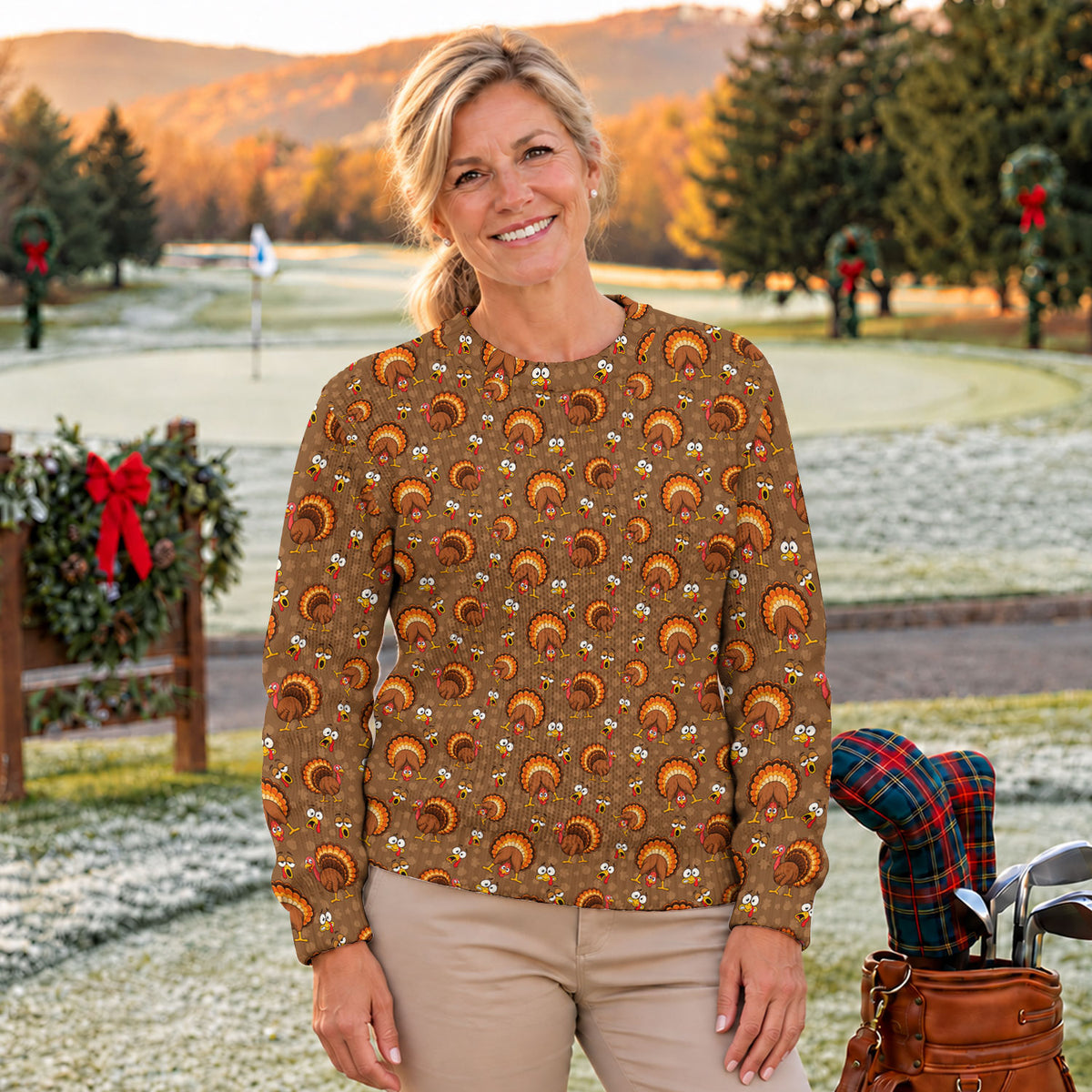Ugly Christmas Sweater Thanksgiving Fan Turkey, Ugly Sweater Party, Golf Lover Gifts