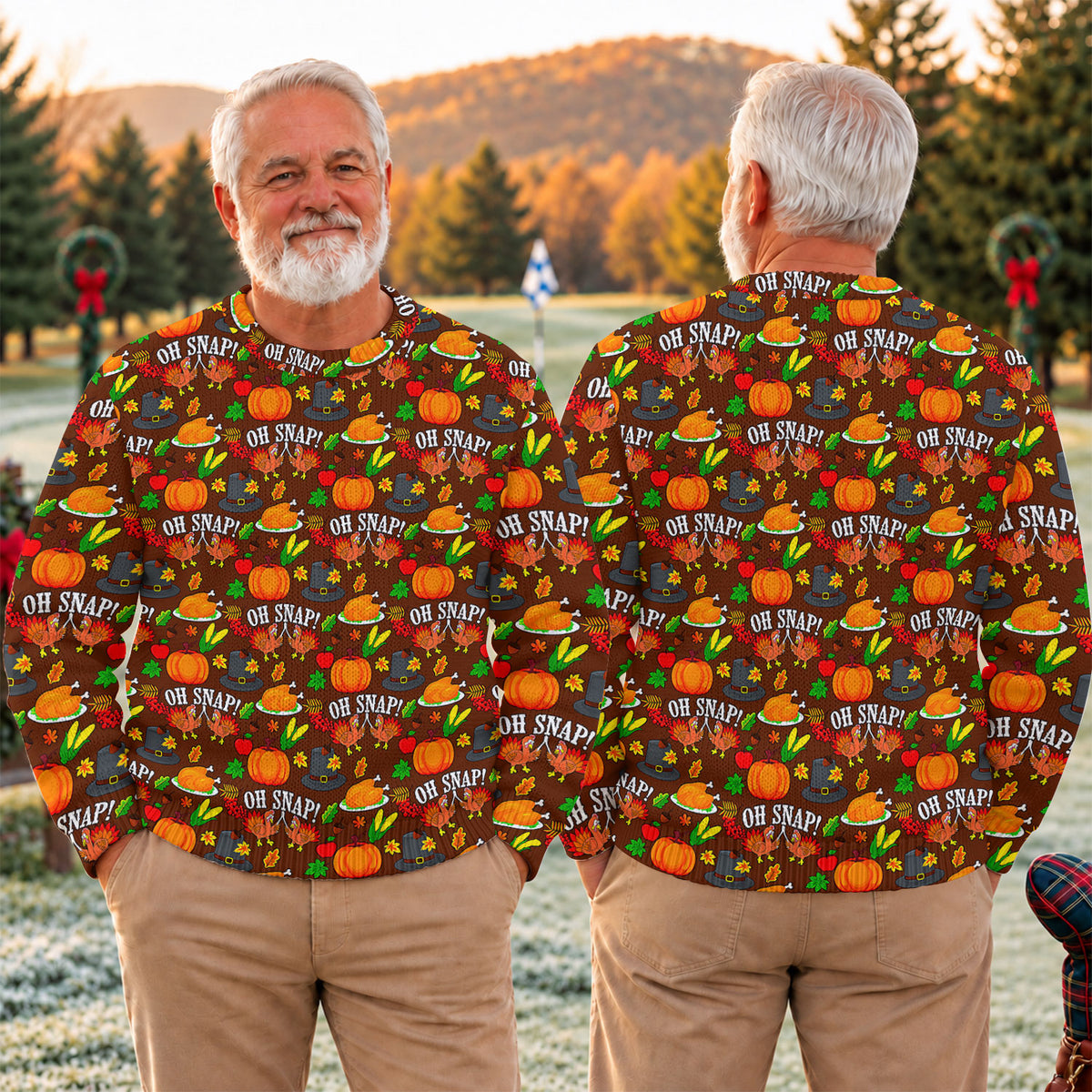 Ugly Christmas Sweater Thanksgiving Oh Snap, Ugly Sweater Party, Christmas Golf Gift