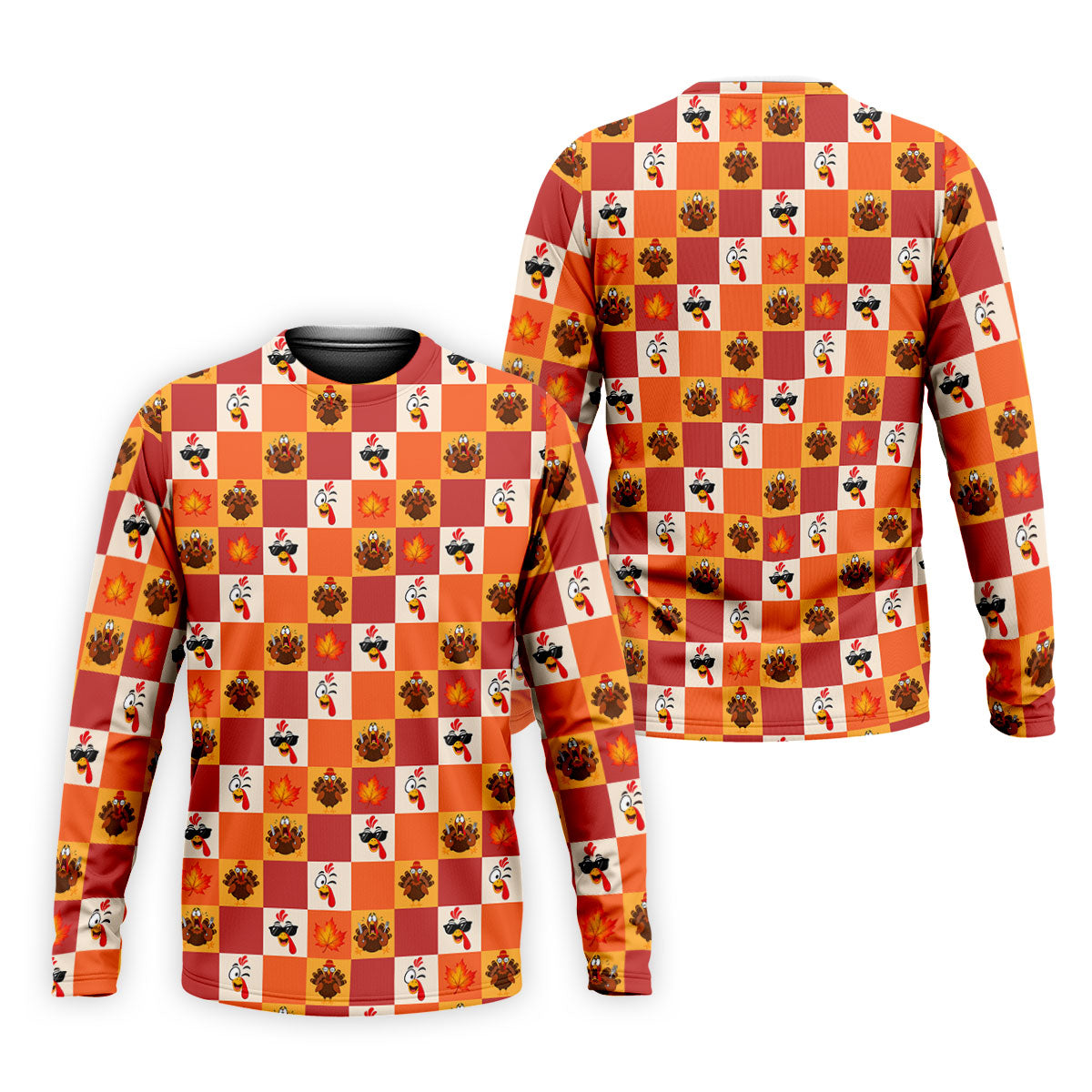 Thanksgiving Pumpkin Checker Turkey Golf Shirt, Mens Golf Polo, Golf Shirts For Men