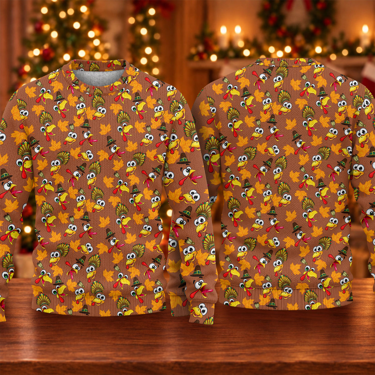 Ugly Christmas Sweater Thanksgiving Leaves, Ugly Sweater Party, Holiday Party Sweater