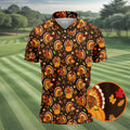 Thanksgiving Turkey Medallion Golf Shirt, Mens Golf Polo, Funny Mens Golf Shirts