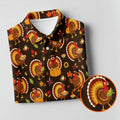 Thanksgiving Turkey Medallion Golf Shirt, Mens Golf Polo, Funny Mens Golf Shirts