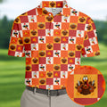Thanksgiving Pumpkin Checker Turkey Golf Shirt, Mens Golf Polo, Golf Shirts For Men