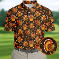 Thanksgiving Turkey Medallion Golf Shirt, Mens Golf Polo, Funny Mens Golf Shirts