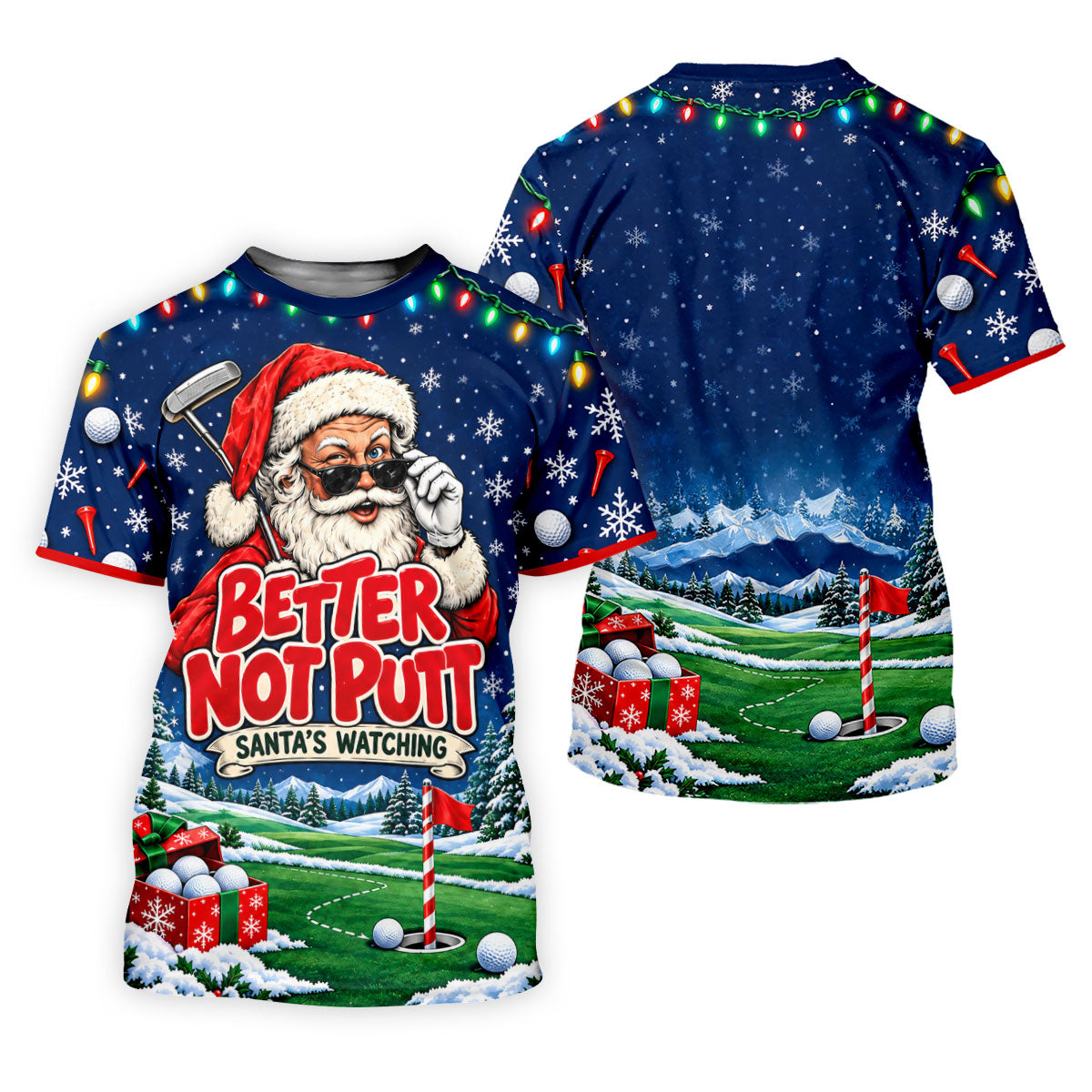 Better Not Putt Santa Christmas Golf Shirt, Womens Golf Tops, Ladies Golf Apparel