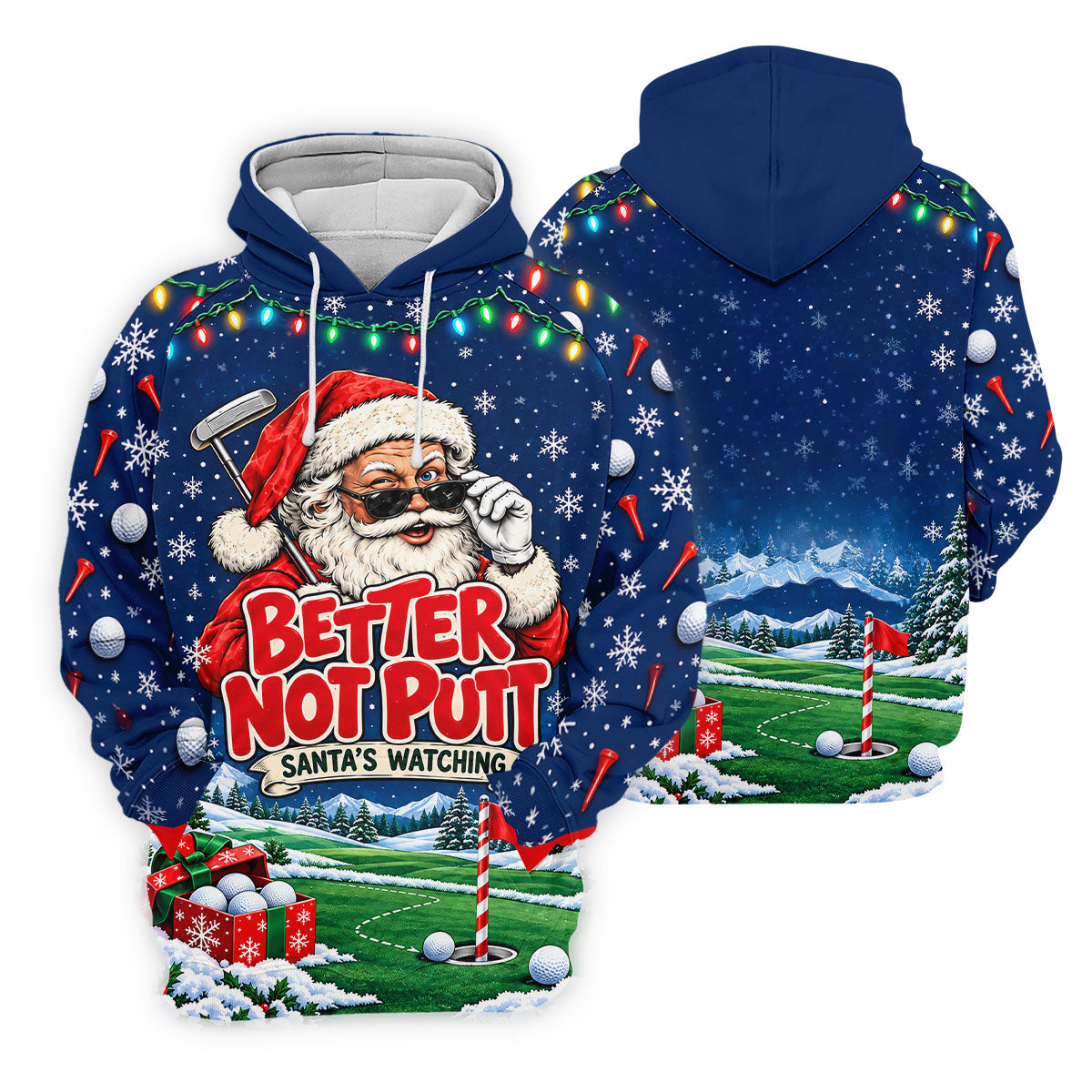 Better Not Putt Santa Christmas Golf Shirt, Golf Shirts For Men, Mens Golf Apparel
