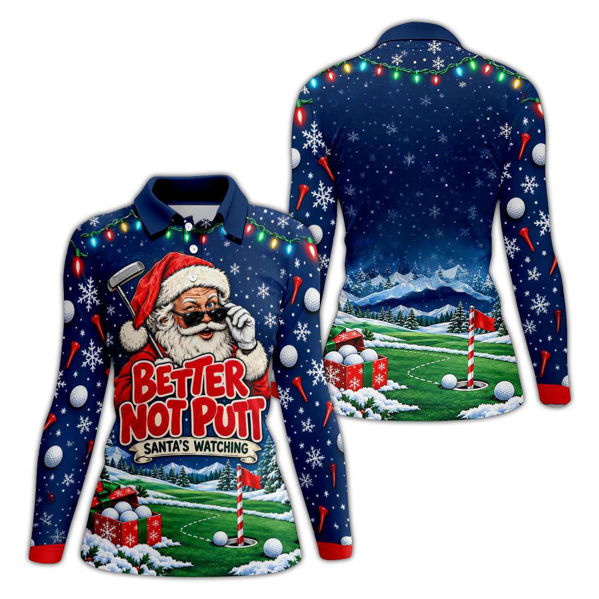 Better Not Putt Santa Christmas Golf Shirt, Womens Golf Tops, Ladies Golf Apparel