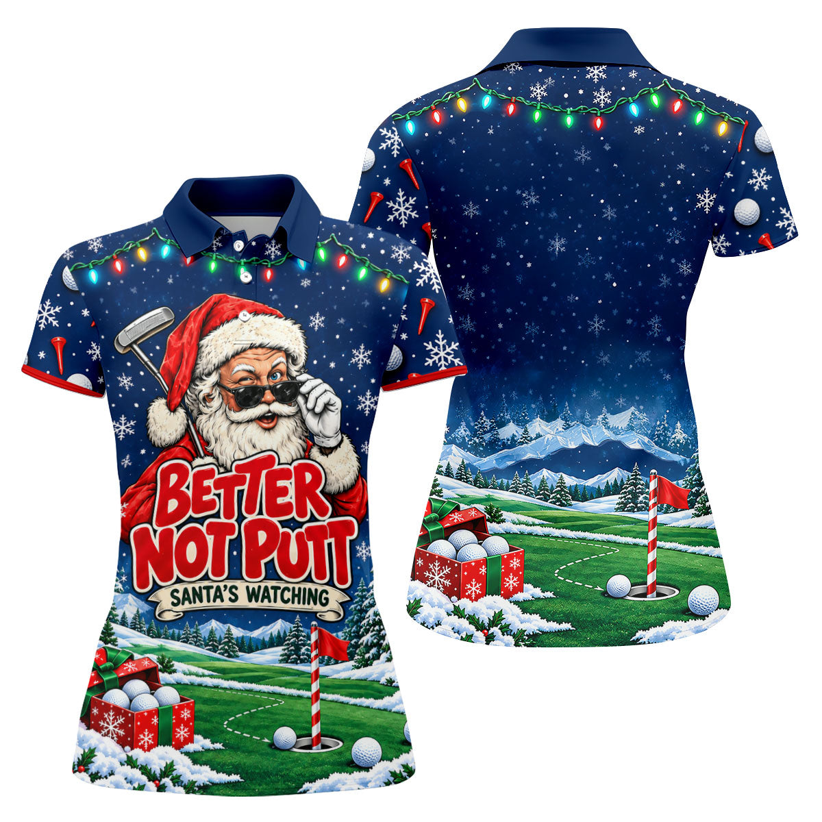 Better Not Putt Santa Christmas Golf Shirt, Womens Golf Tops, Ladies Golf Apparel